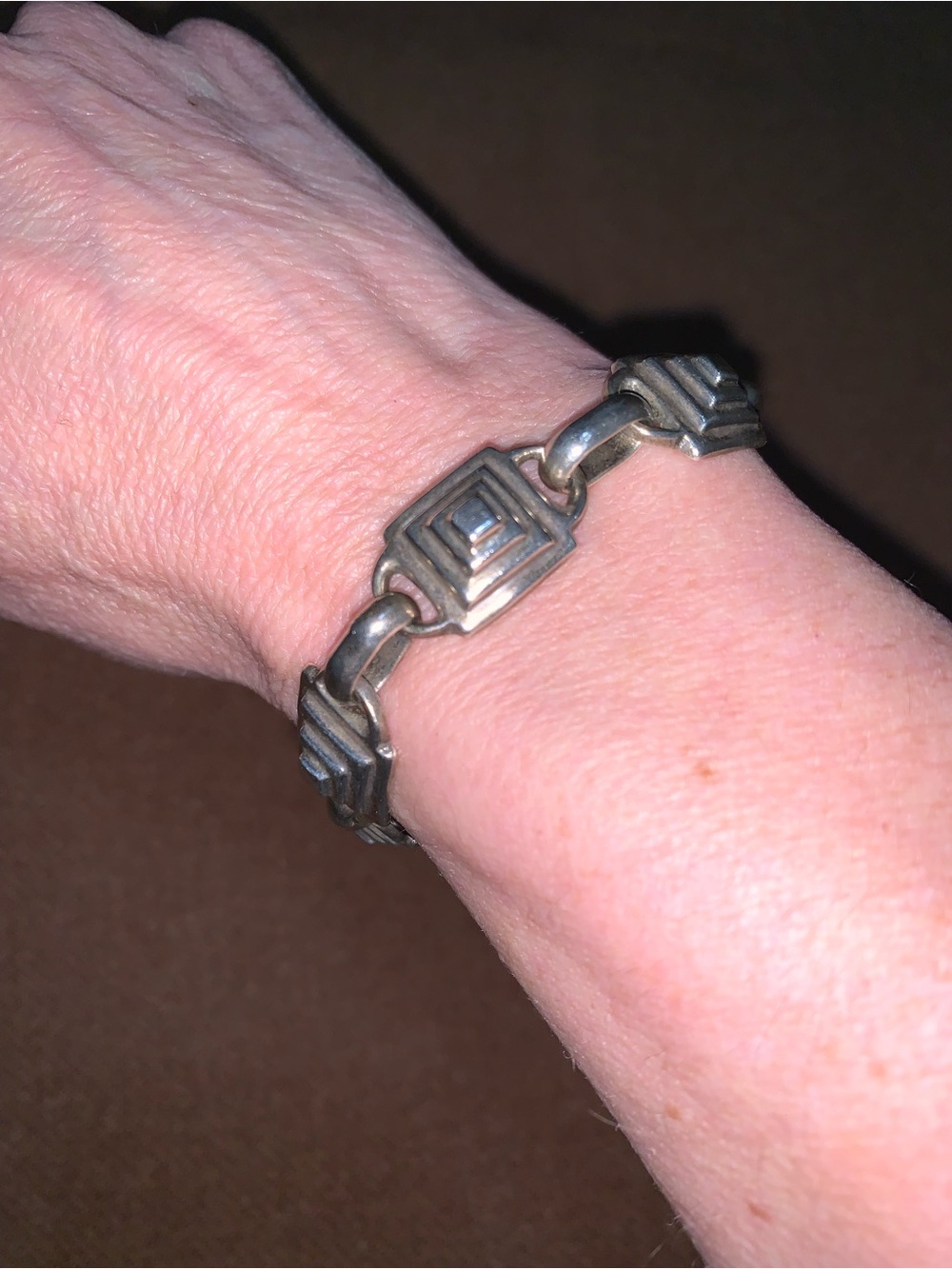 Vintage Mexican 925 Silver Geometric Square Link Bracelet - 50 grams